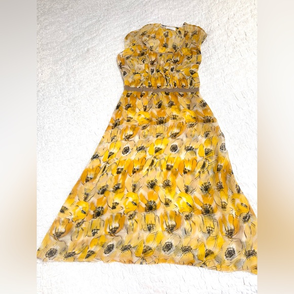 Prada Dresses & Skirts - Prada Vintage Fall 2000 Silk Anemone Flower Print Sheer  Dress IT 42 US 10